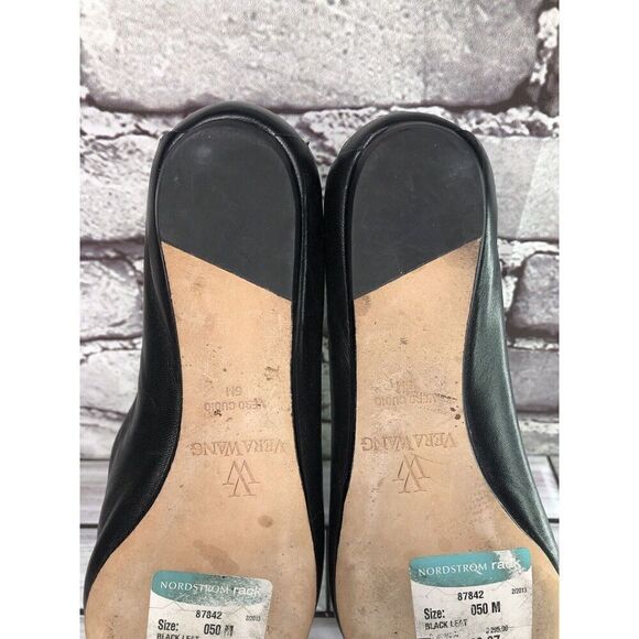 Vera Wang Black Leather Crystal Embellished Ballet Flats Shoes Women sz 5M US/35 - Picture 14 of 16